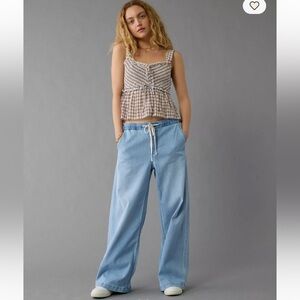 American Eagle Dream Drape Low Rise Wide Leg Pull On Jeans
